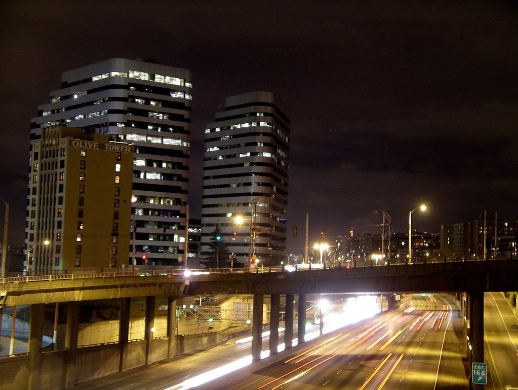 Olive Tower and Interstate 5 This apartment building is ba… Flickr