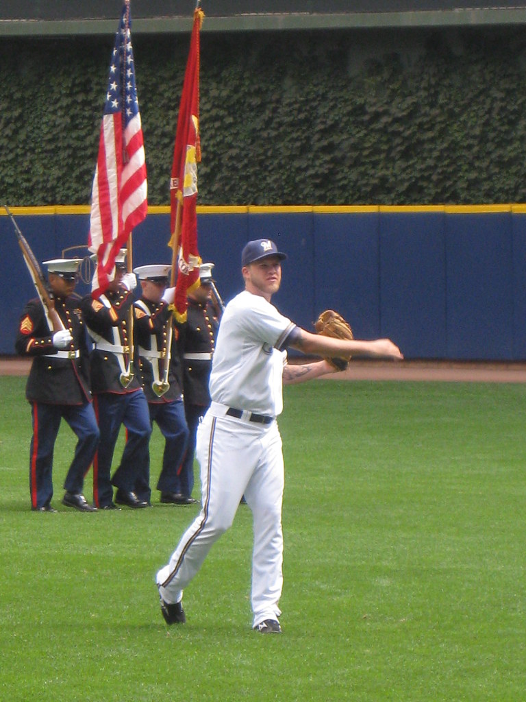 Corey Hart With U.S. Marines color guard, pregame warmup,… Flickr