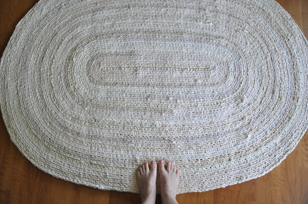 Custom Oval rug I made a set of 4 of these white oval rugs… Flickr