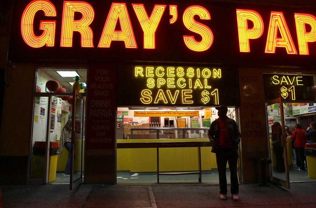 Gray's Papaya Recession Special Gray's Papaya advertises a… Flickr