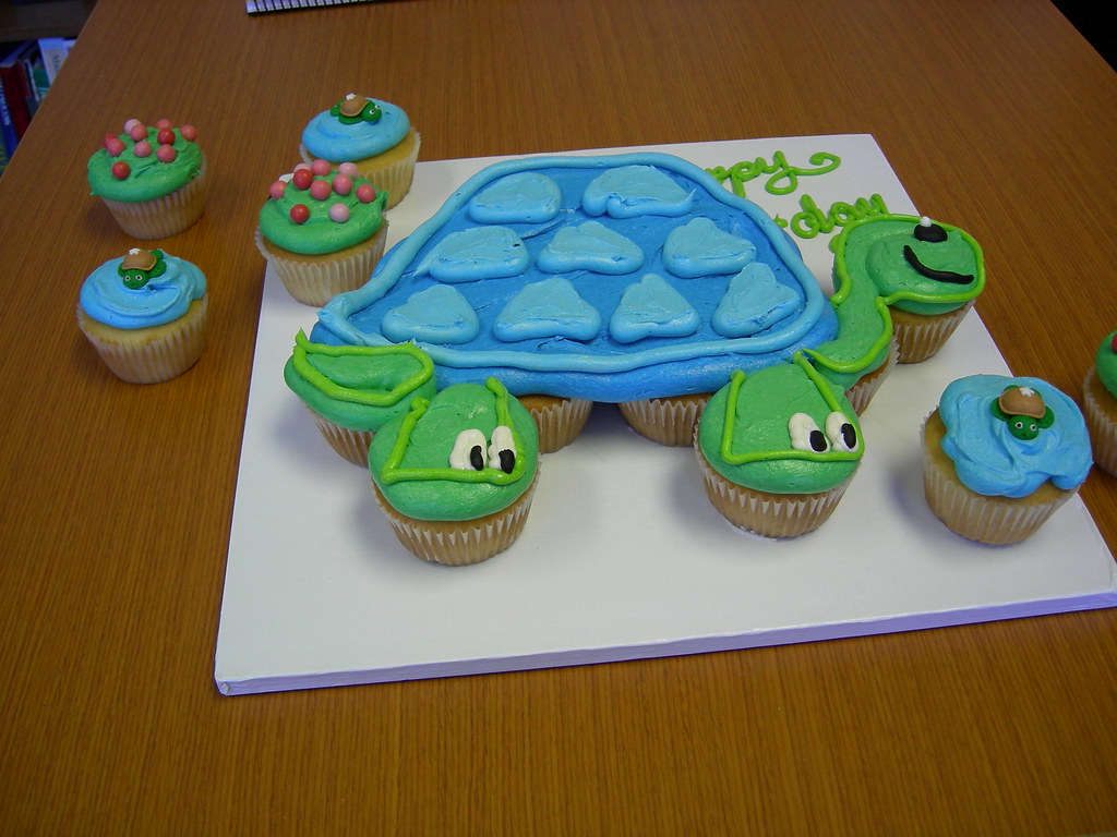 Turtle cupcake cake A coworker wanted a cake for her