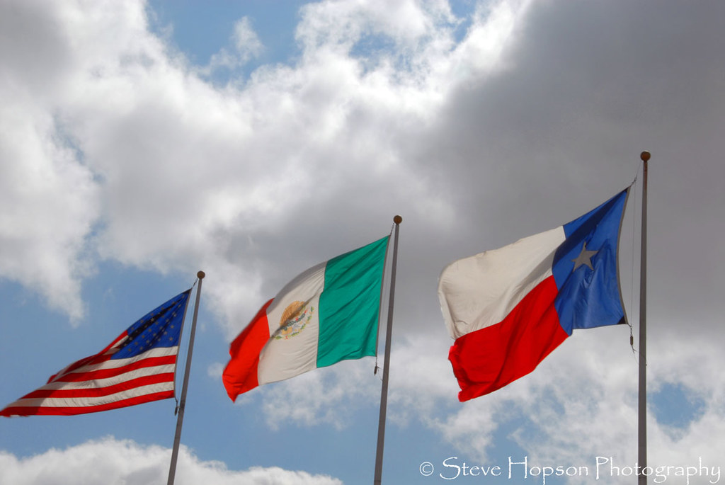 US, Mexico and Texas Flags The flags of the United States,… Flickr