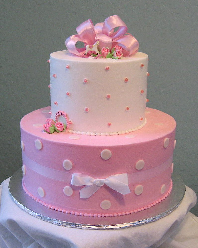 Pink Polka Dot Baby Shower Cake Baby shower cake for a gir… Flickr
