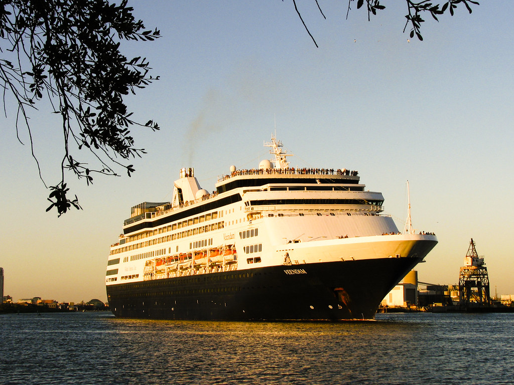 Sunset Bon Voyage Sunset departure of the cruise ship