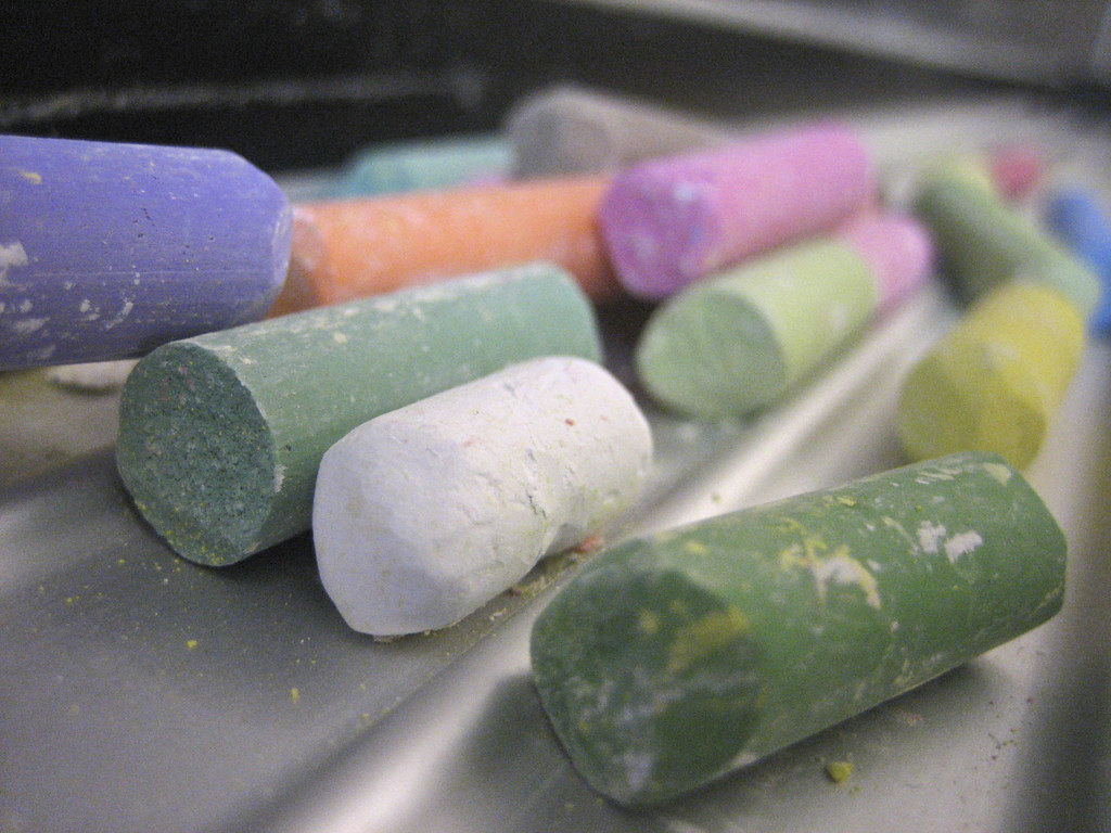 Chalk It's chalk. I saw a slowly growing pile of colored c… Flickr