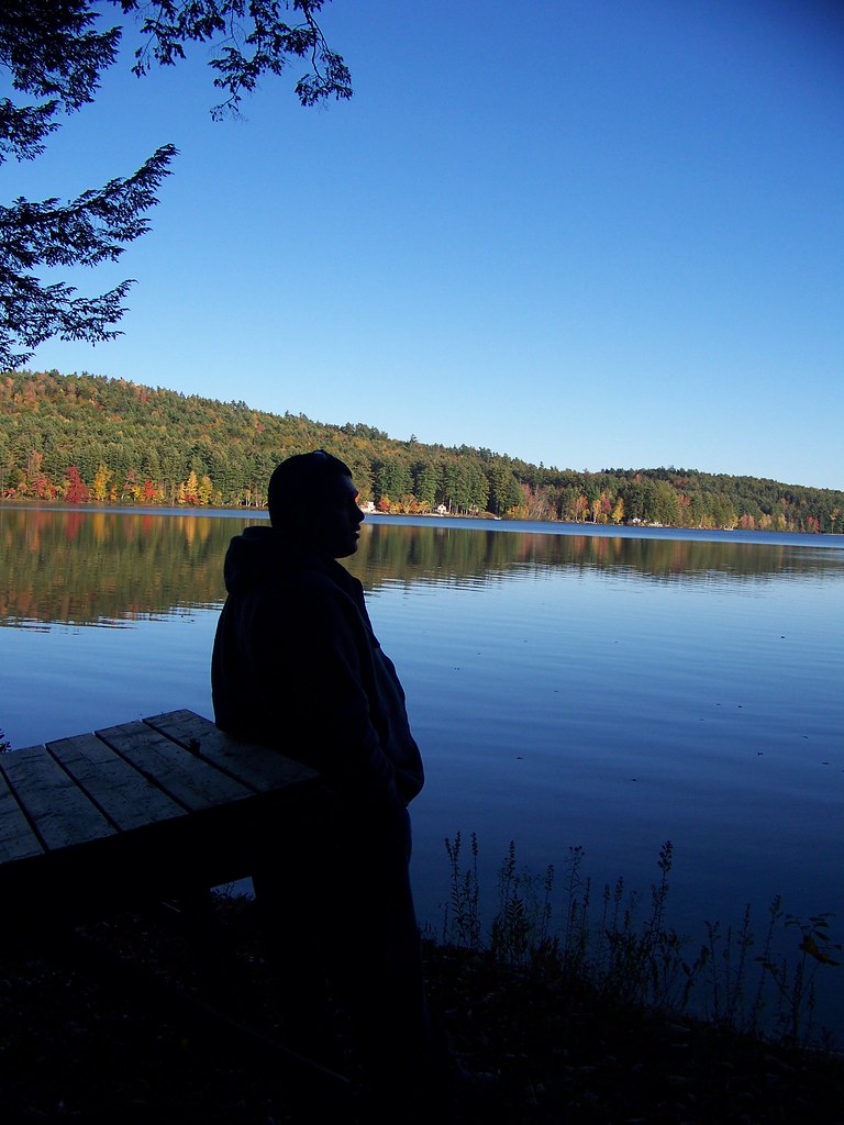 My man at the beach on Barker Pond, Hiram ME October After… Flickr