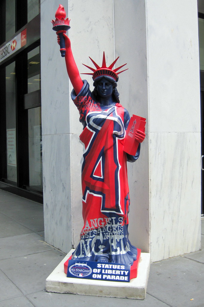 NYC Statues of Liberty on Parade Los Angeles Angels of Anaheim a