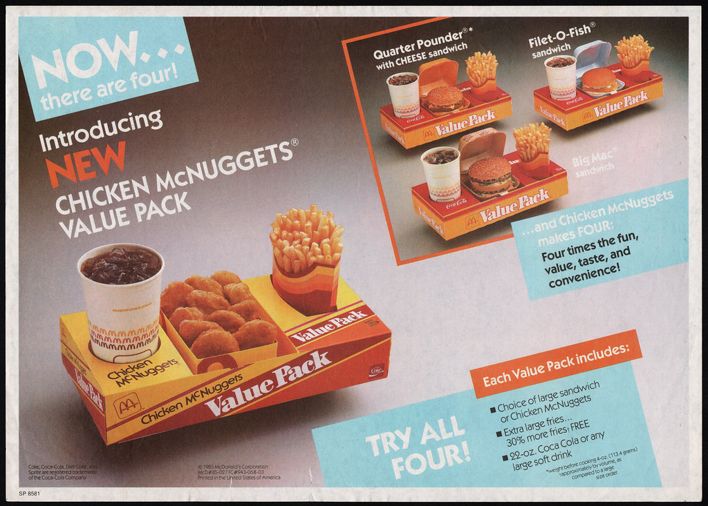 McDonalds Trayliner Placemat Chicken McNuggets Value Pac… Flickr