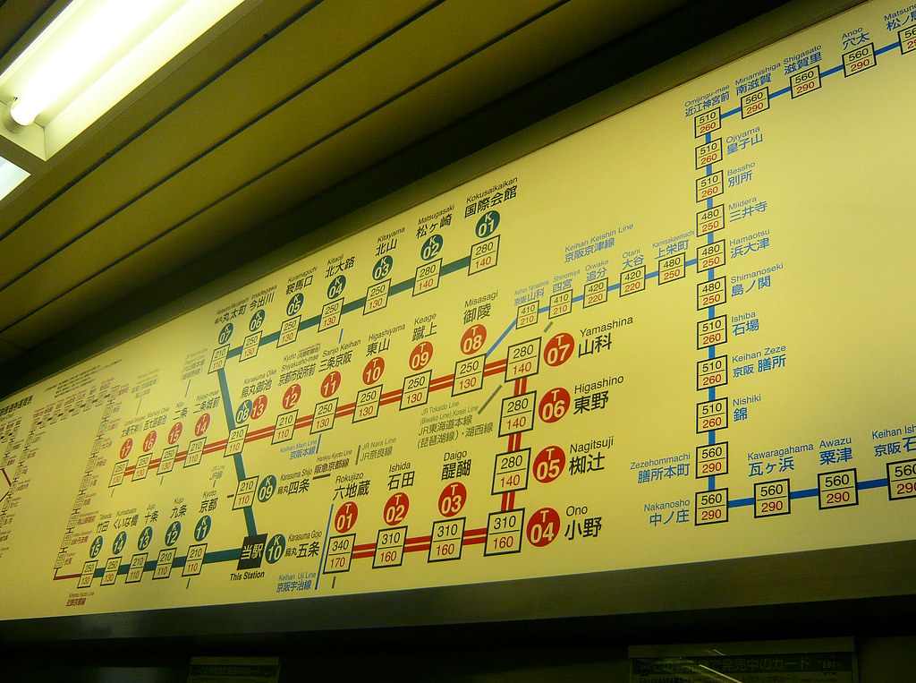 Kyoto subway fare table Flickr