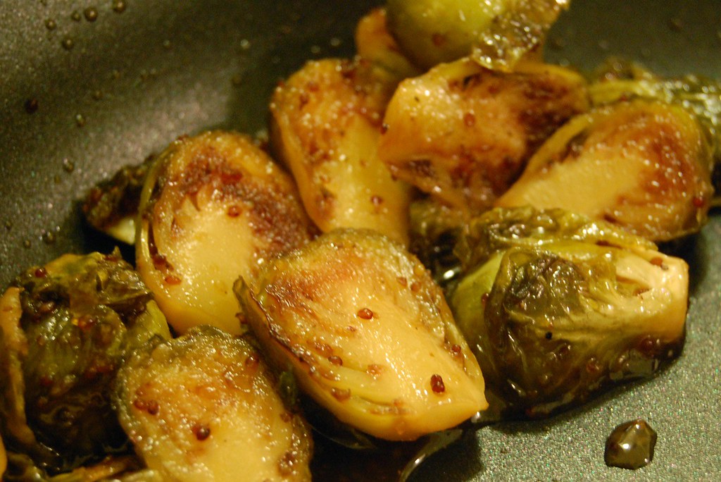 Beer Braised Brussel Sprouts with Honey & Dijon Mustard Flickr