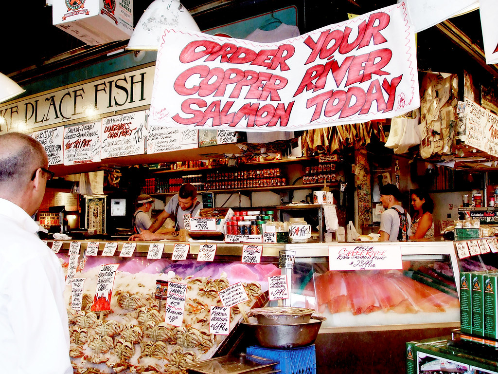 Seattle Fish Market say no to decaf Flickr