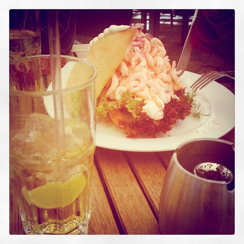 Hangover cure Vodka Red Bull and giant shrimp sandwich. Flickr