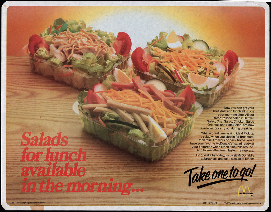 McDonalds Trayliner Placemat Salads for Lunch available … Flickr