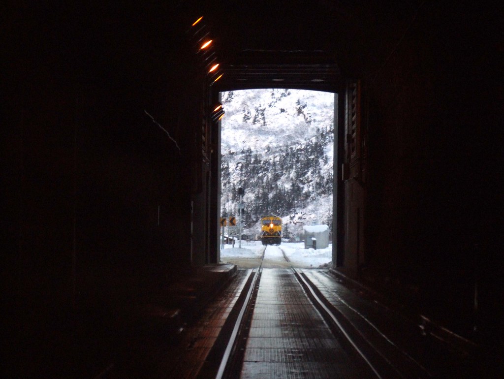 Whittier Tunnel Coming to the end of the 2.5 mile tunnel f… Flickr