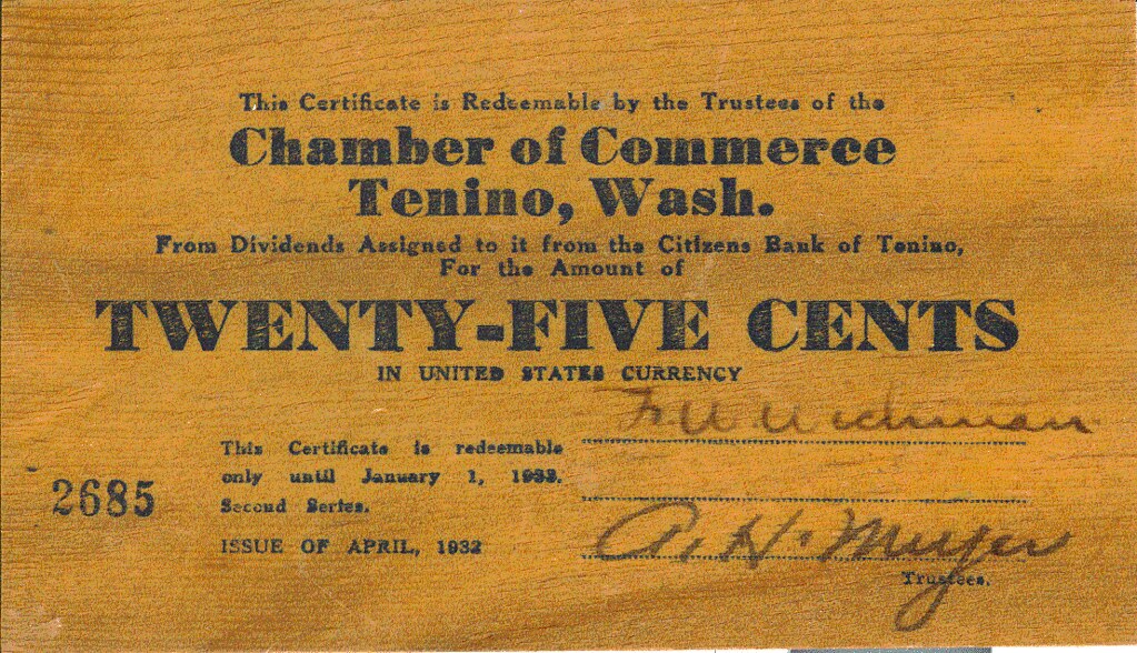 Tenino Wooden Money front www.ci.tenino.wa.us/wooden_money… Flickr