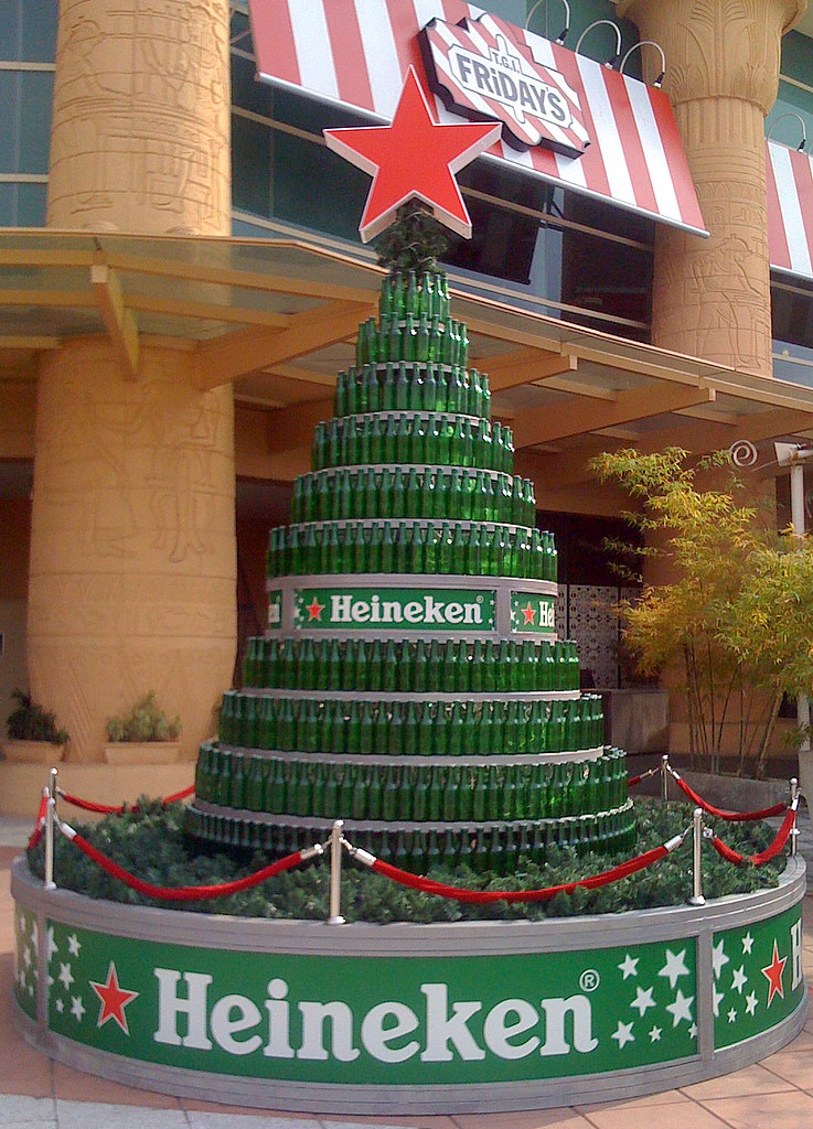 Heineken Xmas Tree i saw this today, coming from college, … Flickr