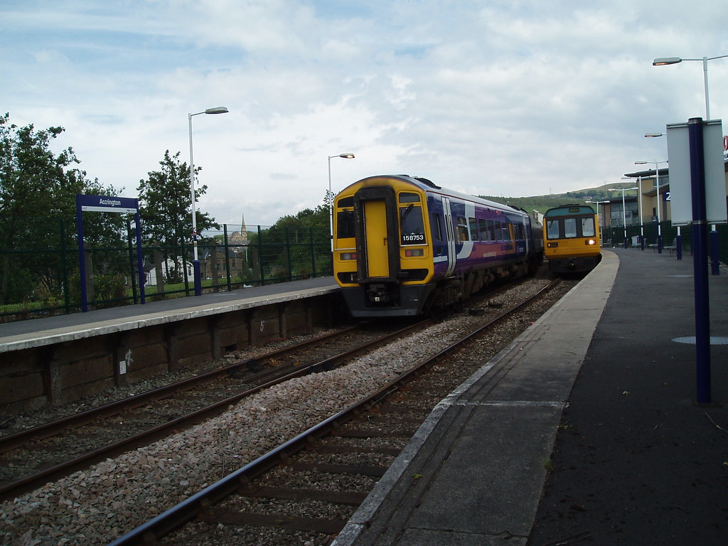 Train arriving at Accrington 1 Two for the price of one at… Flickr