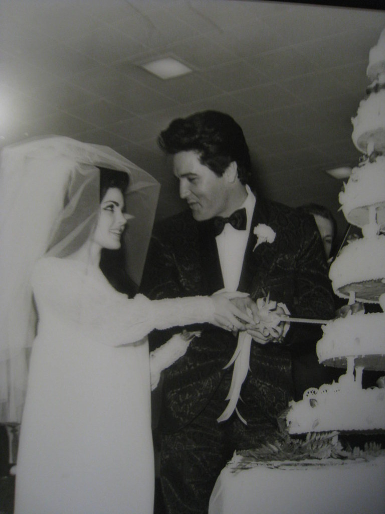 Elvis and Priscilla Presley, Aladdin, 1967 | The look on her… | Flickr