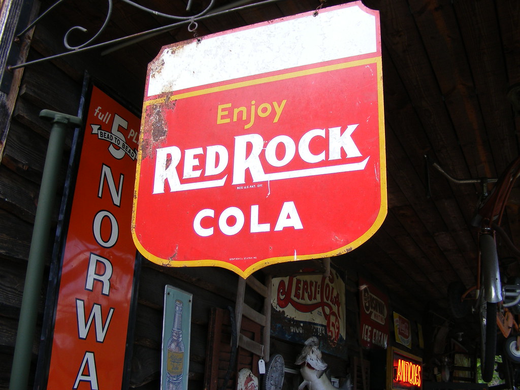Red Rock Cola Sign Old metal Red Rock Cola sign. Bob
