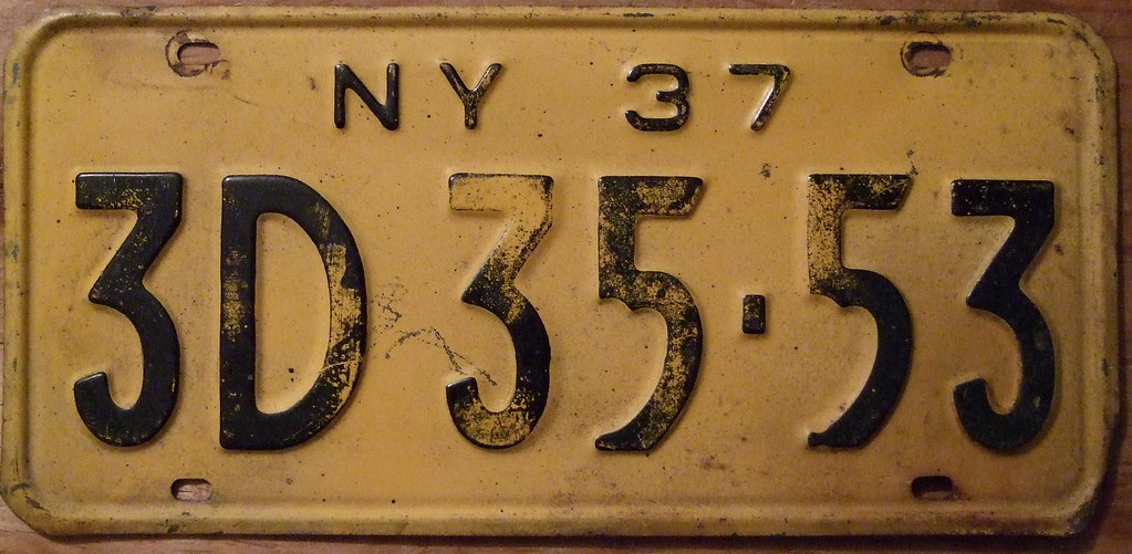 NEW YORK 1937 LICENSE PLATE Jerry "Woody" Flickr