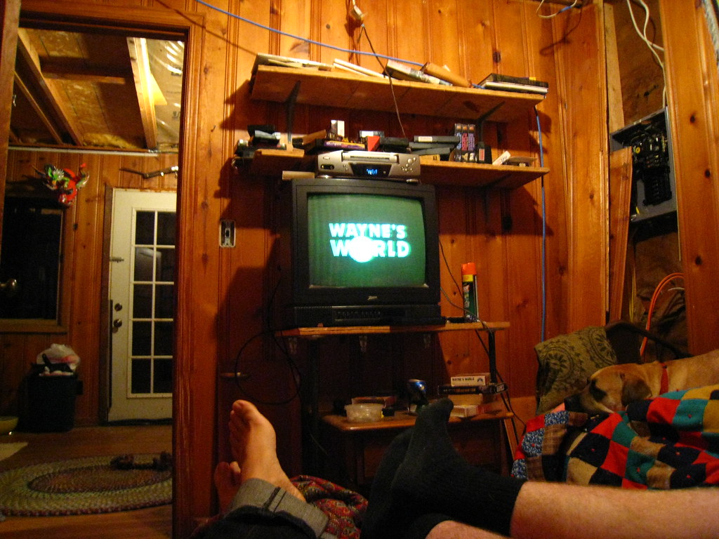 Relaxing in the cabin after Wahkon days Yep, Wayne's World… saumer