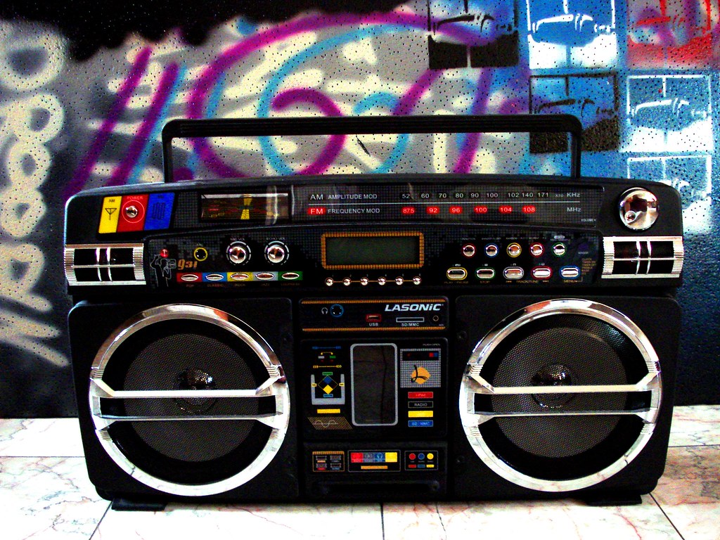 my boombox in front of my brothers art my brother did a ci… Flickr
