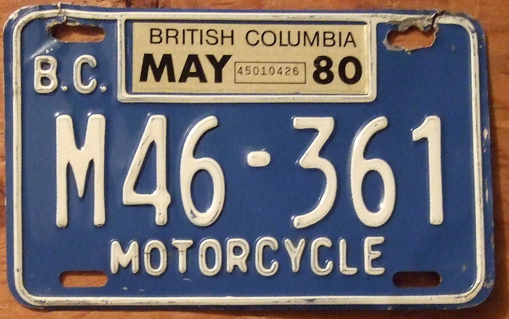 BRITISH COLUMBIA 1980 MOTORCYCLE plate The first of BC's l… Flickr