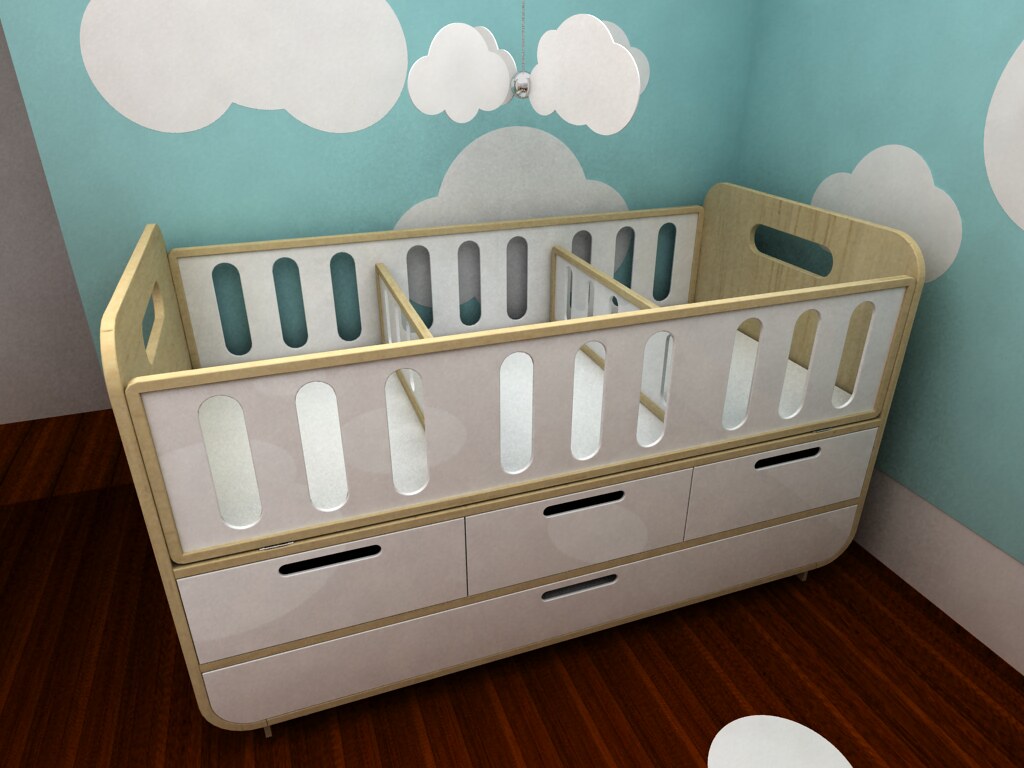 nursery room cuna para trillizos + cama auxiliar Juan David Cadena