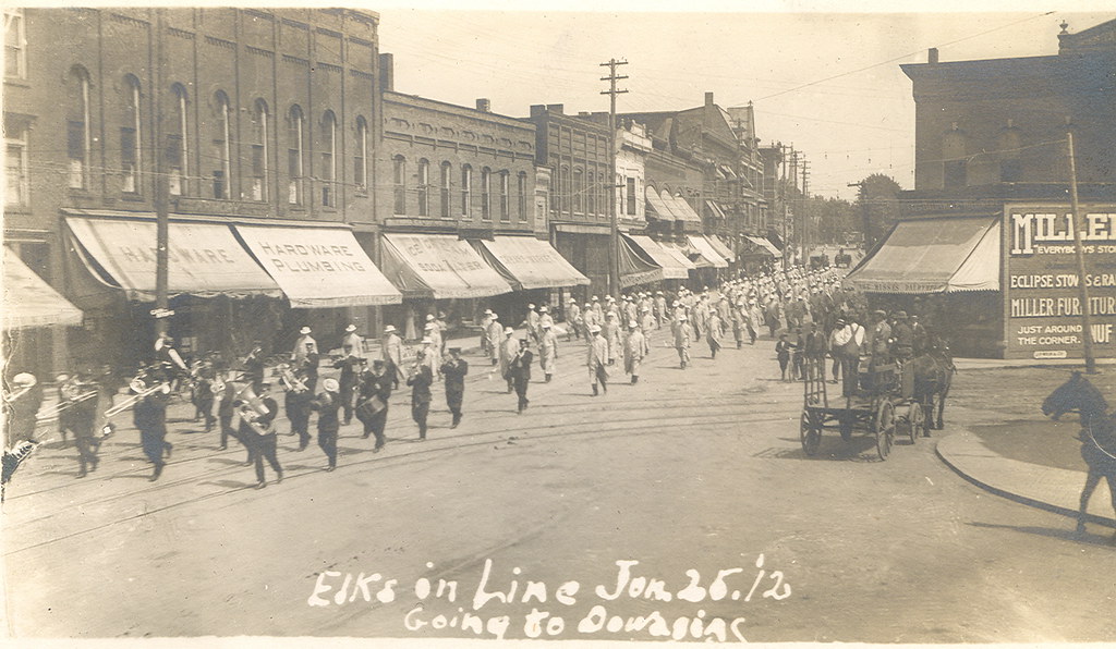 Dowagiac MI nice Downtown view at a Parade 1912 RPPC Flickr