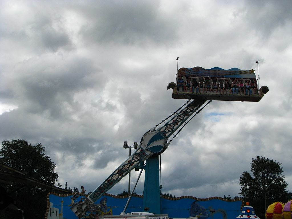 Magic Carpet Ride Carnival rides under a stormy sky. Paula Flickr