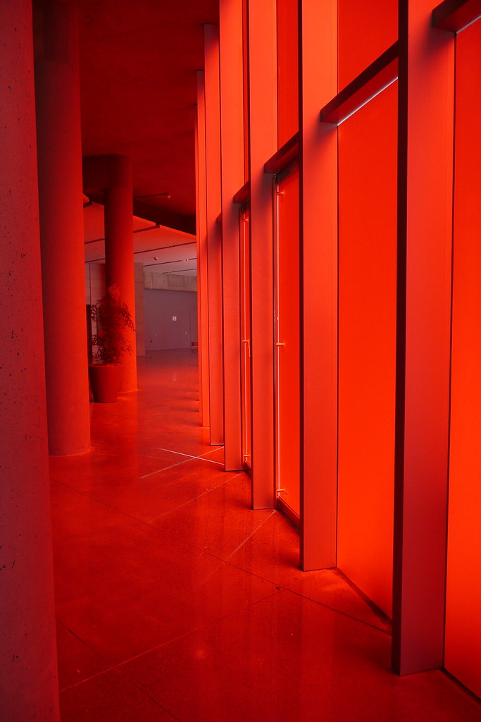 Red glow Frosted red glass panels at entrance of the new S… Flickr