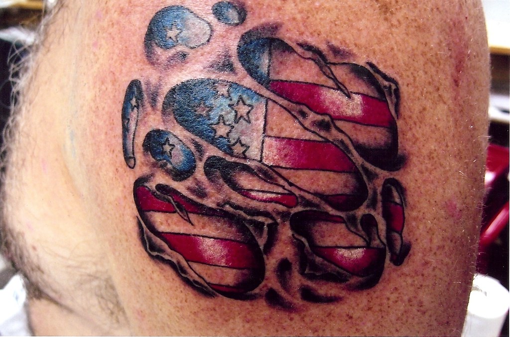 Flag in skin tattoo Sacred Heart Tattoo, Lincoln NE Flickr