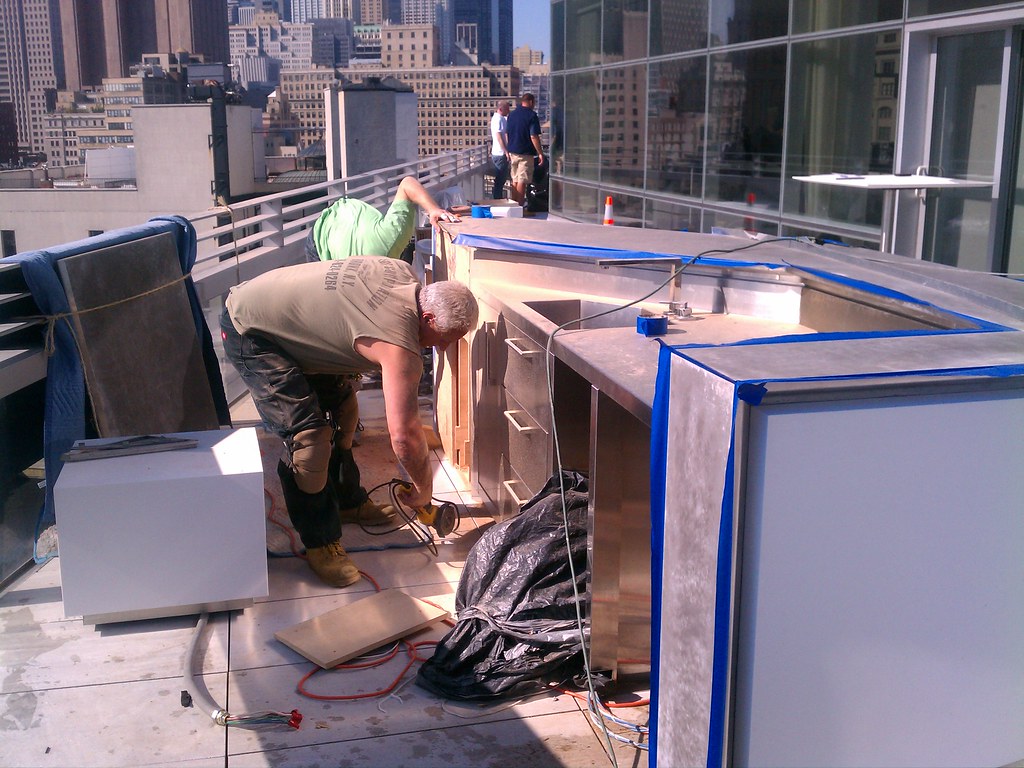 Bar install Exterior bar with Corian cladding, stainless s… Flickr
