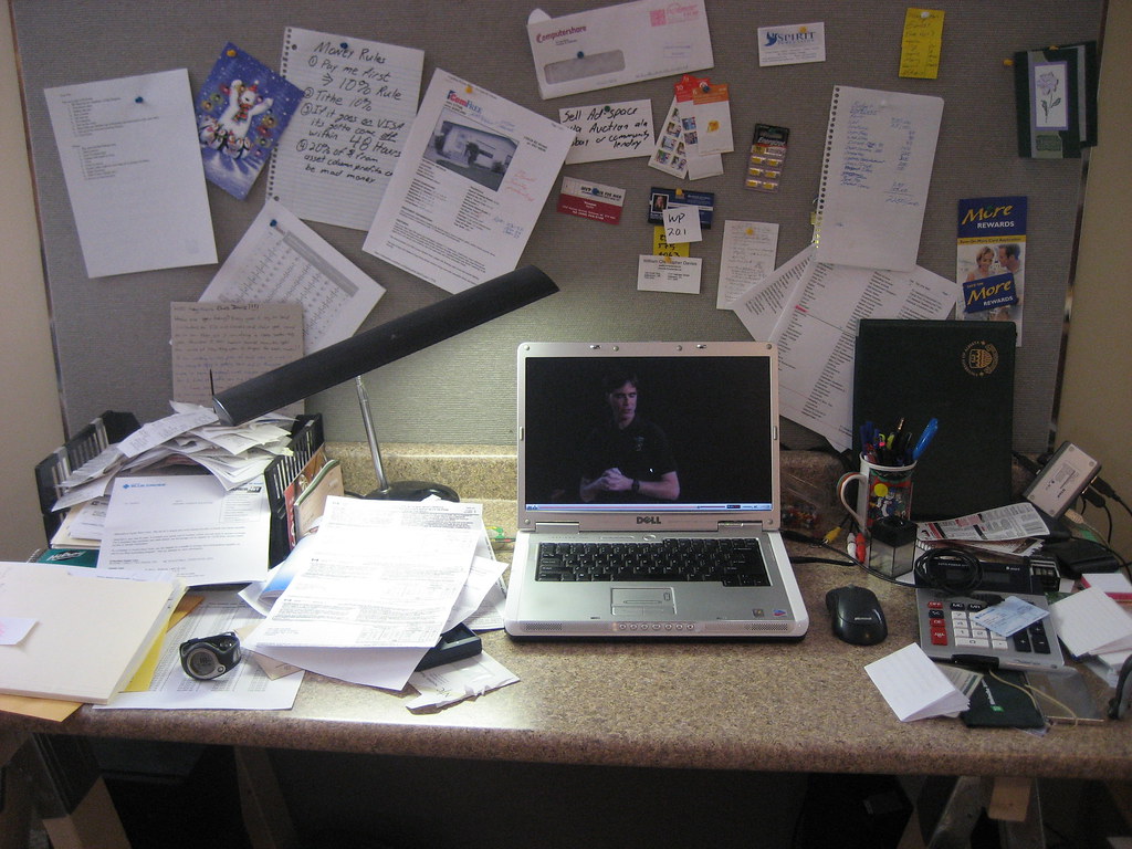 Messy Desk My rather messy desk closeup Chris Davies Flickr