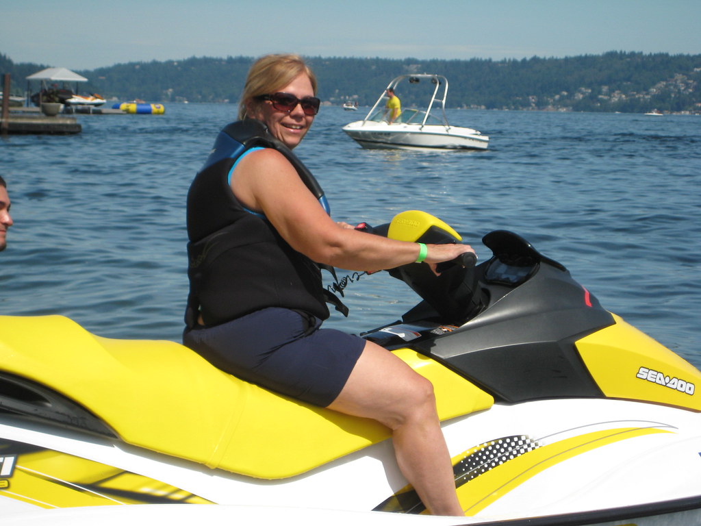 Company Picnic at Lake Sammamish Kathy on Jet Ski kjeans_56 Flickr