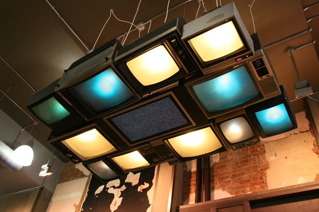 Urban Outfitter TVs Mounted over the ceiling in the Urban … Flickr
