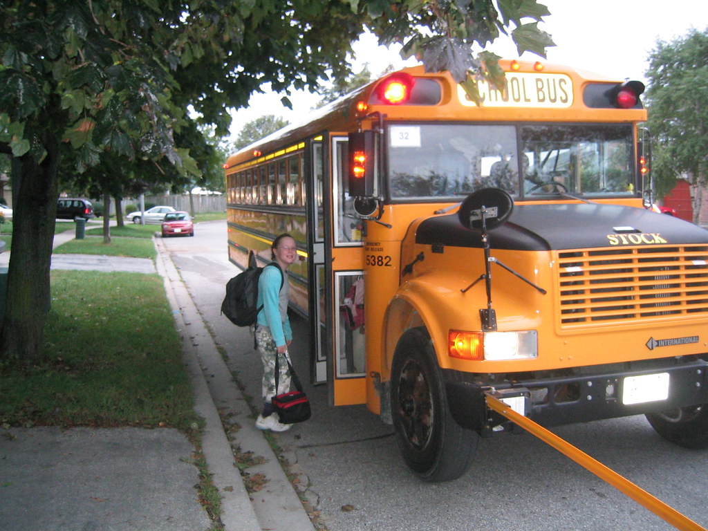 First day of school getting on bus 20060905073231 Flickr