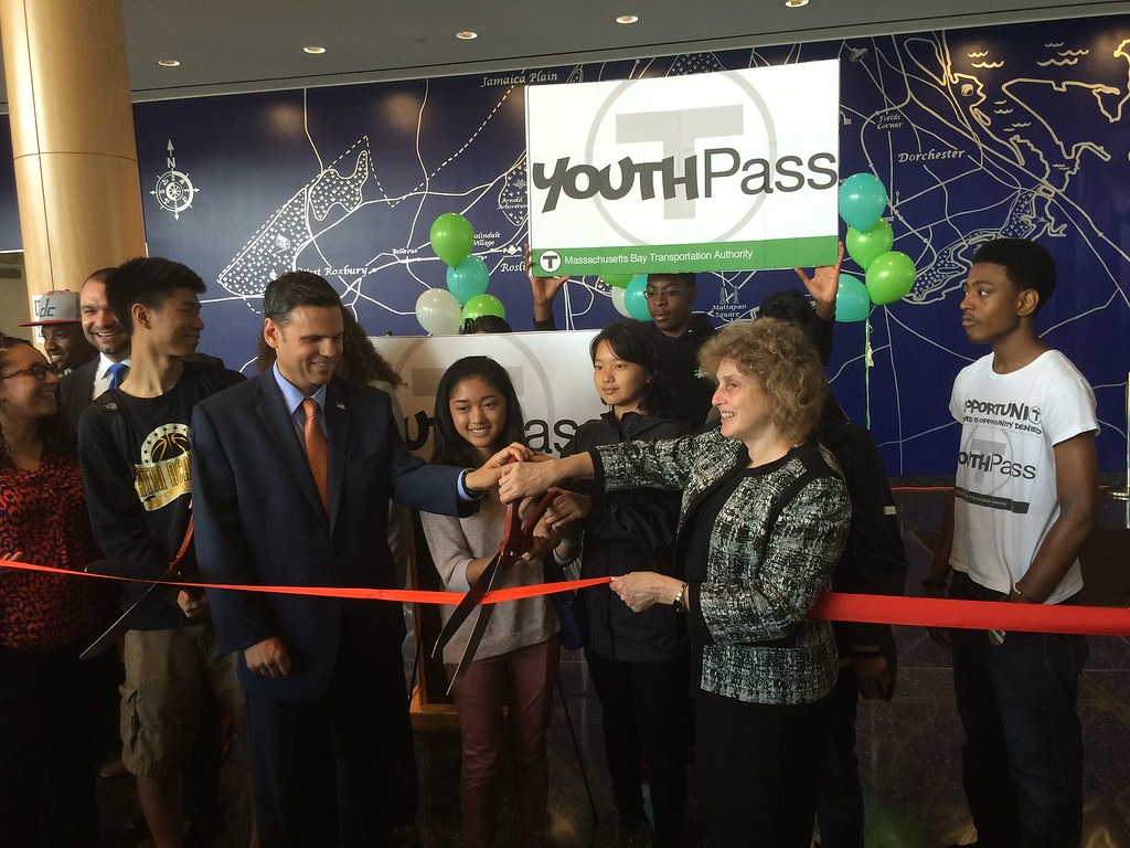 MBTA Youth Pass, Secretary Ribboncutting, 2015 MassDOT Flickr