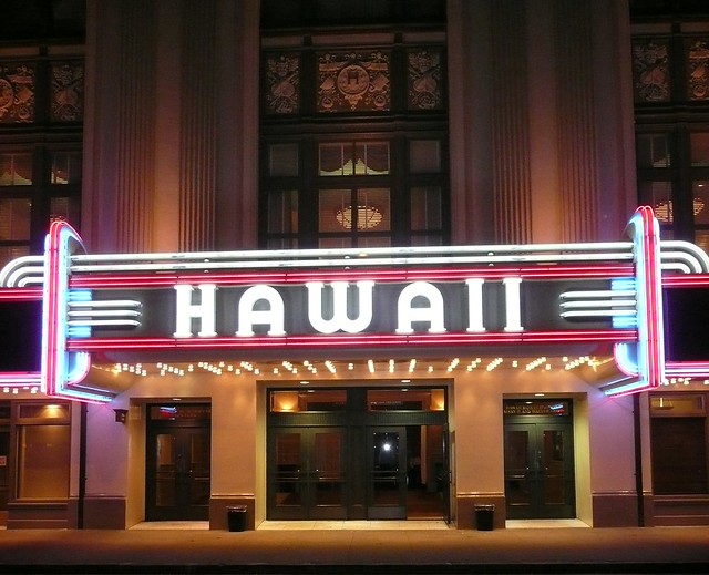 Honolulu, HI Hawaii Theater marquee at night a photo on Flickriver