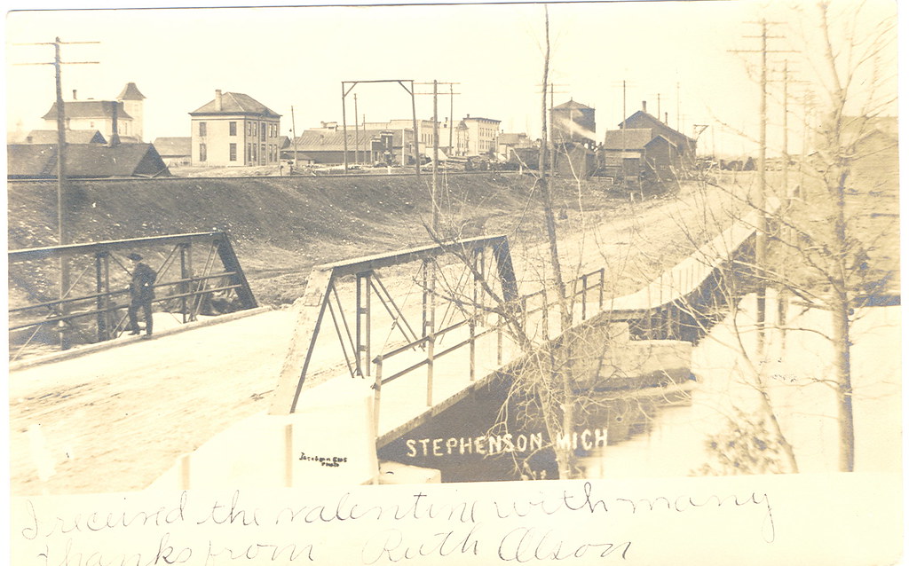 Stephenson MI UP Bridge and Village Downtown 1907 RPPC Pho… Flickr