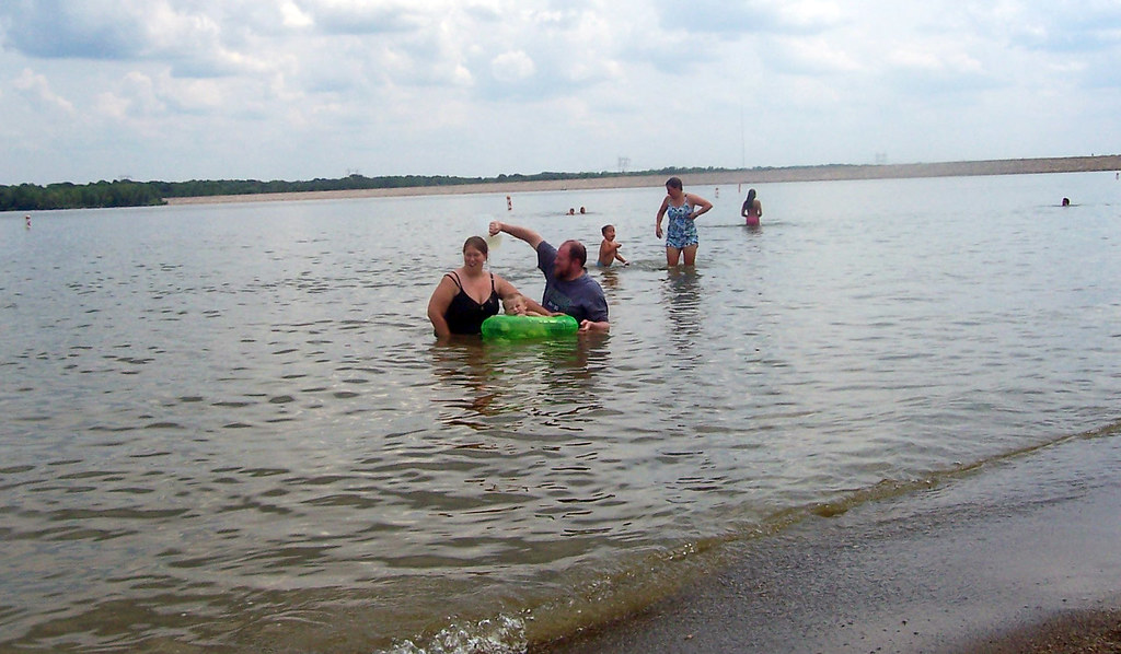 splash Brent is about to douse Holly Alum Creek Beach Silver