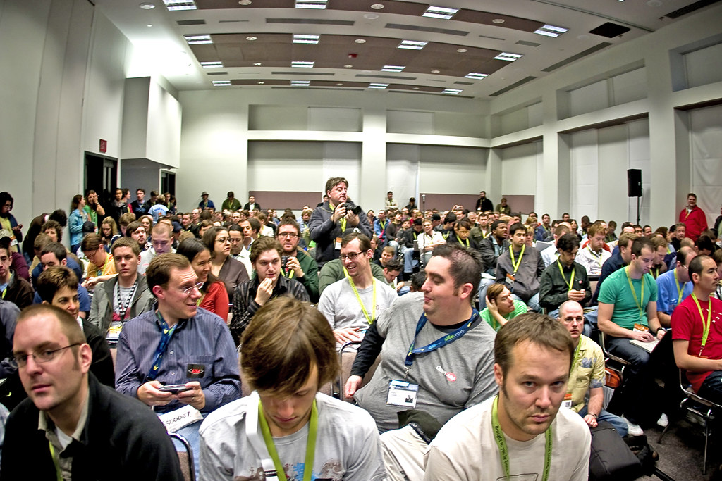 "Browser Wars" crowded room Developers in a crowded room