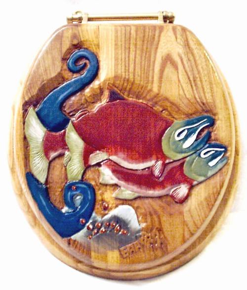 salmon carved wood toilet seat see these and more at www.t… Flickr