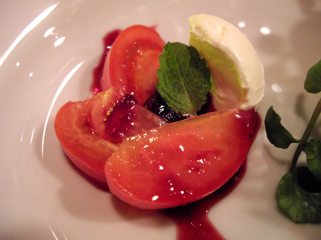 fruit tomato & mascarpone cheese, cherry and Kriek sauce Flickr
