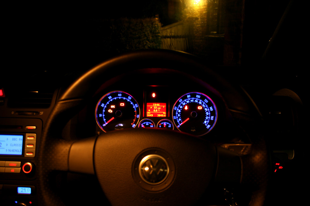 VW GTI Dash at Night Volkswagen Golf GTi Mk5 at night Marc Sayce