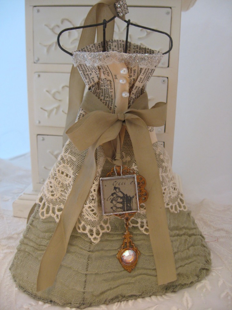 Green Dress Form In muted green tones with creamy accents … Flickr