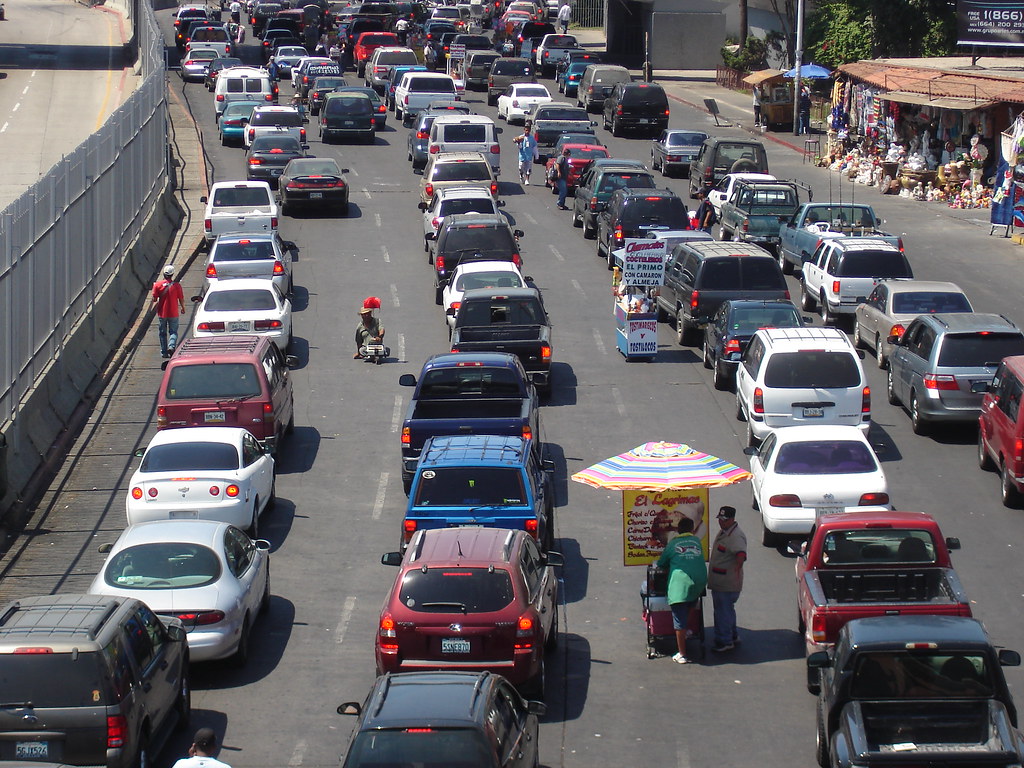 TJ Cars in Tijuana, waiting to get into the US. cristina Flickr