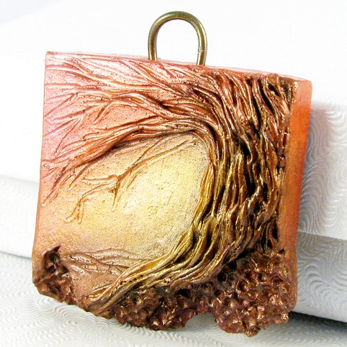 Fiery Sunset Tree Pendant Polymer clay tree art pendant us… Flickr