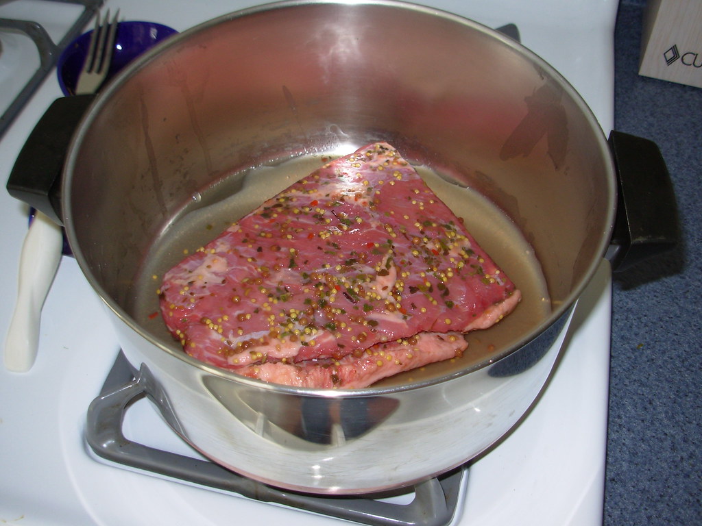 preparing the corned beef Cover with water. Bring to a boi… Flickr
