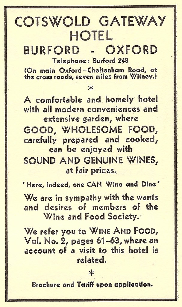 Cotswold Gateway Hotel, Burford, Oxfordshire advert in W… Flickr